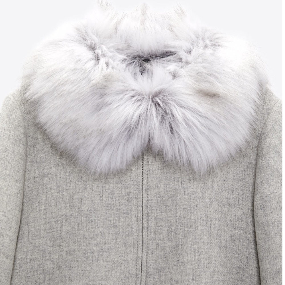 ZARA COAT WITH FAUX FUR COLLAR SZ S - Picture 8 of 10